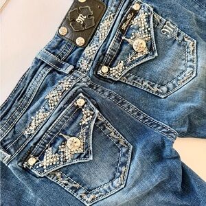 Miss Me Girls Skinny Jeans with Embellished Pockets- Size 10
